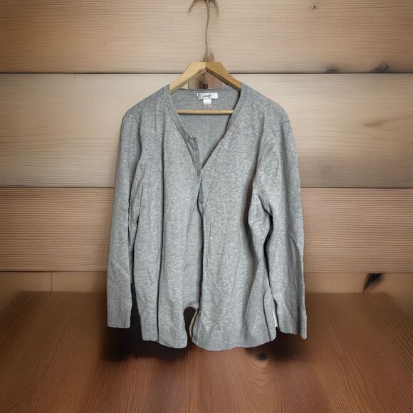 CJ Banks Women’s Gray Cardigan Sweater Size 1X Lightweight - Picture 1 of 3